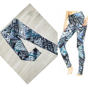 New MONO B Blue Strokes Active Yoga Workout Leggings